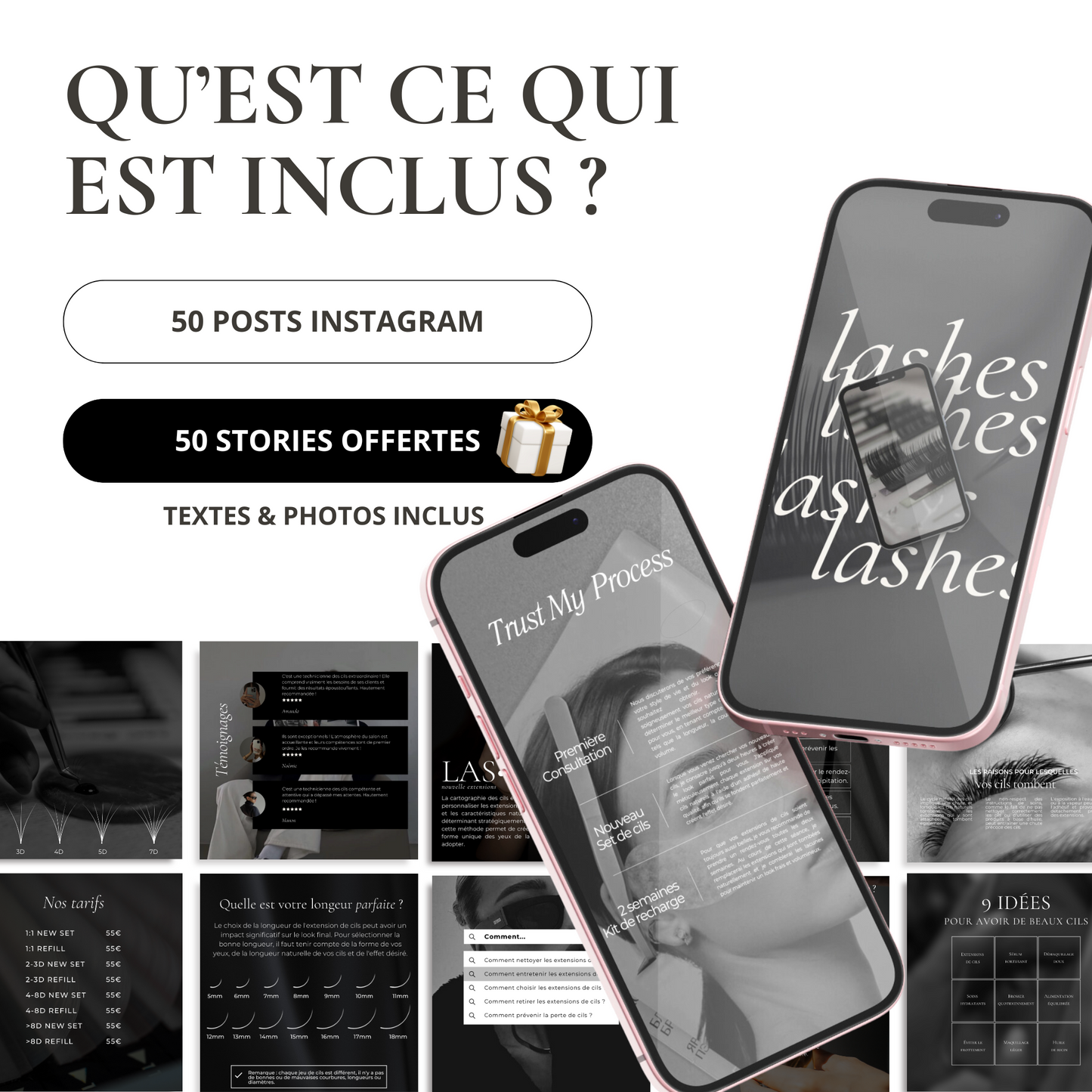 Extension de cils - 50 posts + 50 story