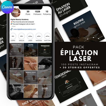 Laser d'épilation - 100 posts + 30 story